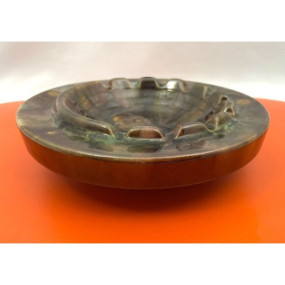 Vintage 60s ashtray, Beauceware ceramic Canadian pottery, faux marble glaze - Picture 4 of 7